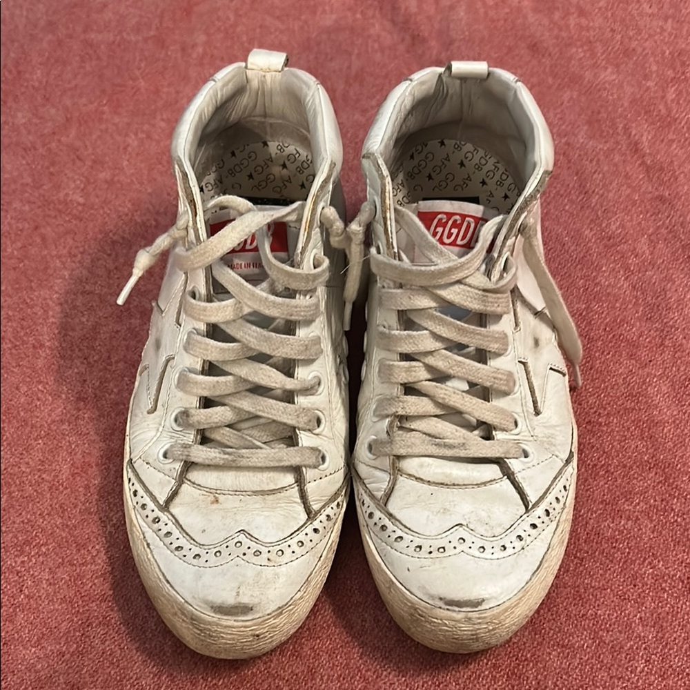 GGDB White High-Top Sneakers